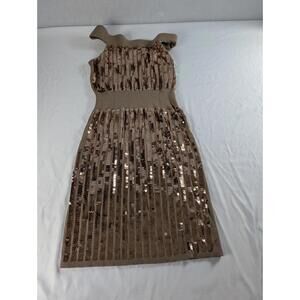Eva Mendes New York & Co. Sequin Off Shoulder Dress XS Brown Knit Bodycon